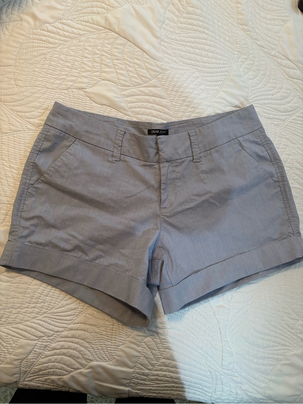 Dear John Light Blue Cotton-Blend Tailored Shorts